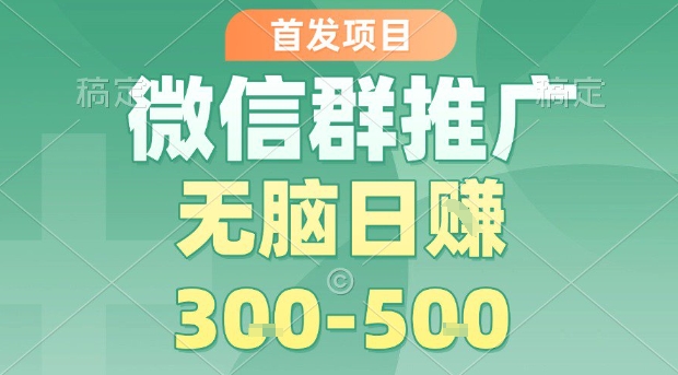 首发项目，微信群推广，一天15单，每单利润10米，无脑日入3-5张【揭秘】-3YVIP资源库