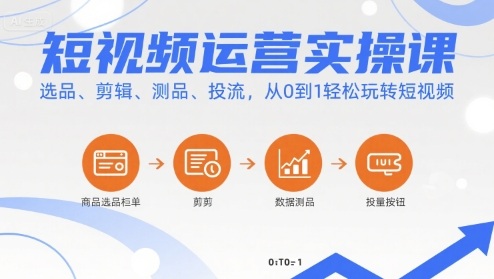 短视频运营实操课，选品、剪辑、测品、投流，从0到1轻松玩转短视频-3YVIP资源库