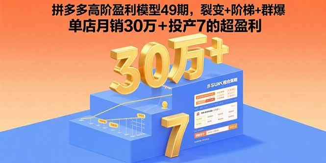 （15832期）拼多多高阶盈利模型49期，裂变+阶梯+群爆  单店月销30万+投产7的超盈利-3YVIP资源库