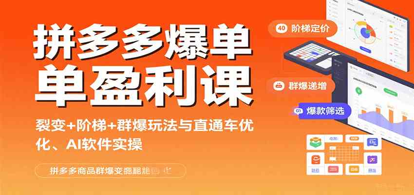 拼多多爆单盈利课：裂变+阶梯+群爆玩法与直通车优化、AI 软件实操-3YVIP资源库