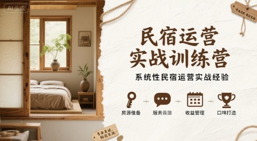 民宿运营实战训练营，系统性民宿运营实战经验-3YVIP资源库
