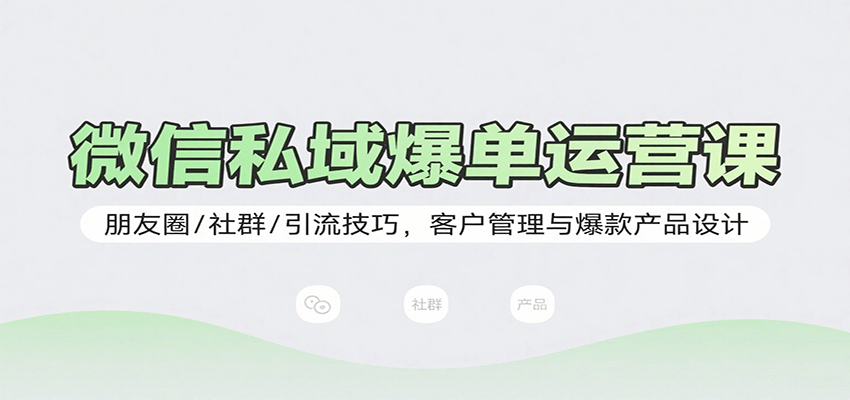 微信私域爆单运营课：朋友圈/社群/引流技巧，客户管理与爆款产品设计-3YVIP资源库