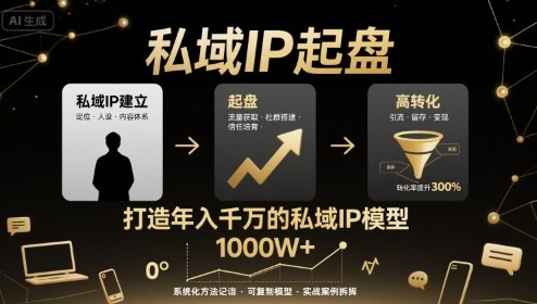 私域IP起盘，私域ip建立、起盘、高转化，打造年入千万的私域ip模型-3YVIP资源库