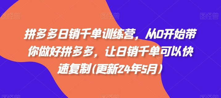 拼多多日销千单训练营，从0开始带你做好拼多多，让日销千单可以快速复制(更新25年8月)-3YVIP资源库