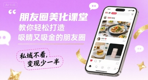 朋友圈美化课堂，教你轻松打造，吸睛又吸金的朋友圈，私域不看，变现少一半-3YVIP资源库