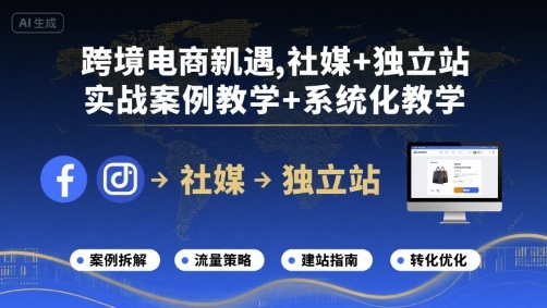 跨境电商新机遇，社媒+独立站，实战案例教学+系统化教学-3YVIP资源库