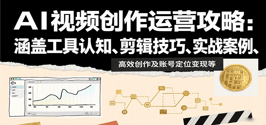 AI视频创作运营攻略：涵盖工具认知、剪辑技巧、实战案例、高效创作及账号定位变现等-3YVIP资源库