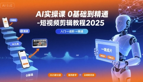 AI实操课0基础到精通-短视频剪辑教程2025-3YVIP资源库