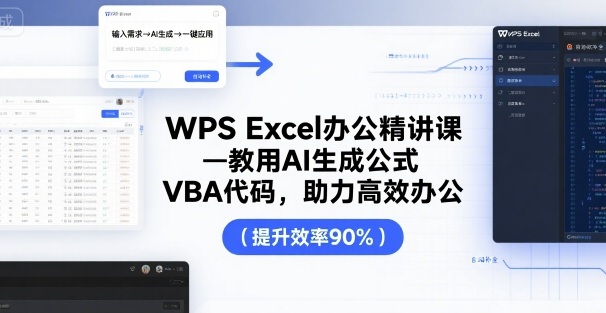 WPS Excel办公精讲课，教用 AI 生成公式，VBA 代码，助力高效办公-3YVIP资源库