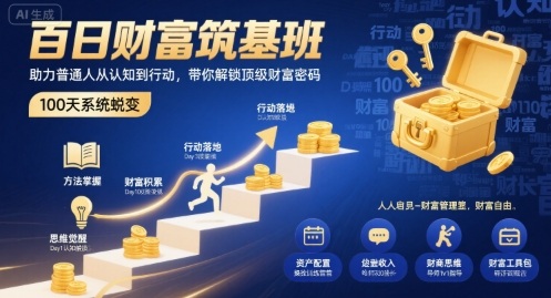 百日财富筑基班，助力普通人从认知到行动，带你解锁顶级财富密码-3YVIP资源库