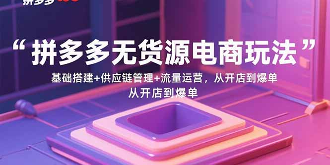 （15886期）拼多多无货源电商玩法：基础搭建+供应链管理+流量运营，从开店到爆单-3YVIP资源库
