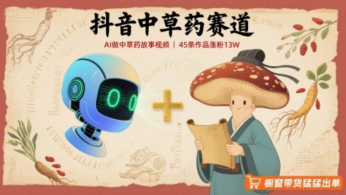 抖音中草药赛道，用AI做中草药故事视频，45条作品涨粉13W，橱窗带货猛猛出单-3YVIP资源库