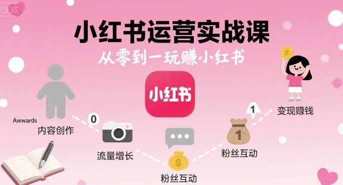 小红书运营实战课，从零到一玩賺小红书-3YVIP资源库