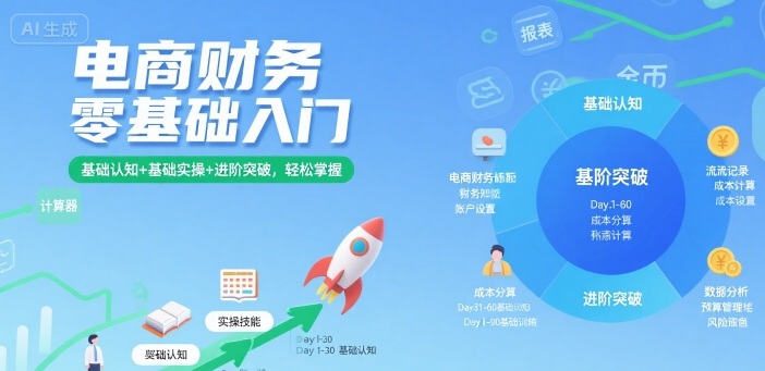 电商财务零基础入门，基础认知+基础实操+进阶突破，轻松掌握-3YVIP资源库