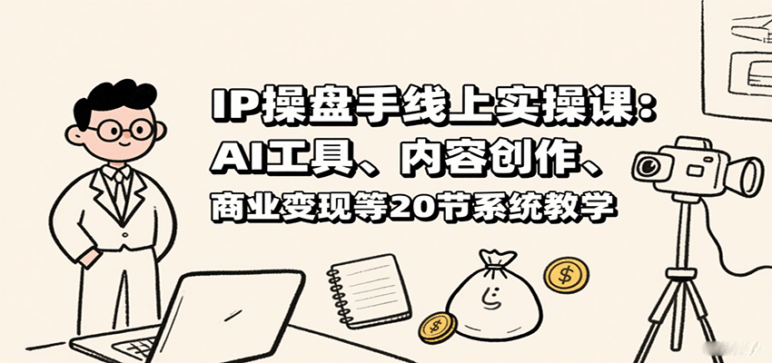 IP操盘手线上实操课：AI工具、内容创作、商业变现等20节系统教学-3YVIP资源库