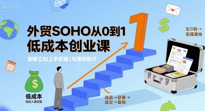 外贸SOHO从0到1低成本创业课，能够立刻上手实操与落地执行-3YVIP资源库