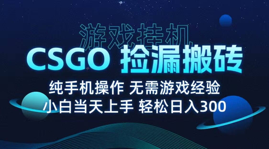 9月最新游戏搬砖，CSGO纯挂机，不需要玩游戏，实现真挂机，月入1W+-3YVIP资源库