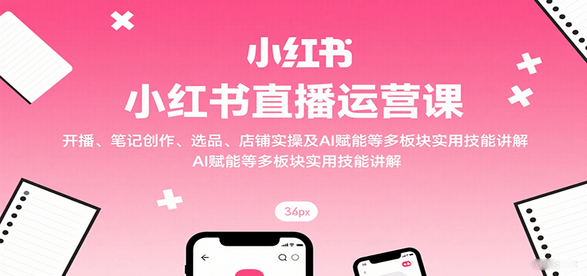 小红书直播运营课：开播、笔记创作、选品、店铺实操及 AI 赋能等多板块实用技能讲解-3YVIP资源库
