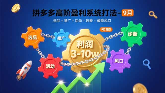 （15916期）拼多多高阶盈利系统打法-9月：选品+推广+活动+诊断+最新风口，月利润3-10w-3YVIP资源库