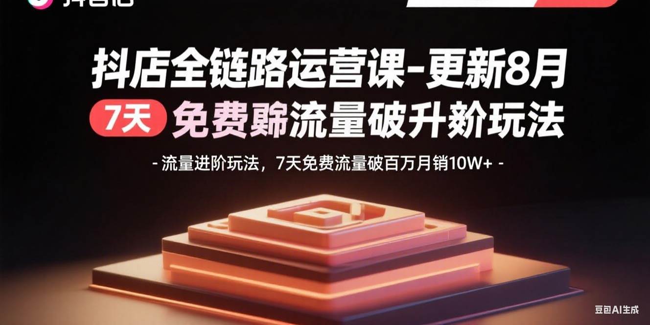（15918期）抖店全链路运营课-更新8月：流量进阶玩法，7天免费流量破百万月销10W+-3YVIP资源库