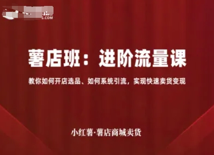 小红薯薯店商城卖货，进阶流量课，教你如何开店选品、如何系统引流，实现快速卖货变现-3YVIP资源库