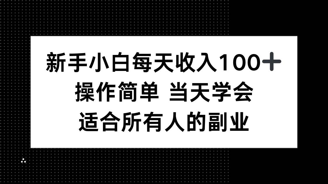 （15937期）新手小白每天收入100+，操作简单 当天学会 ，适合所有人的副业-3YVIP资源库