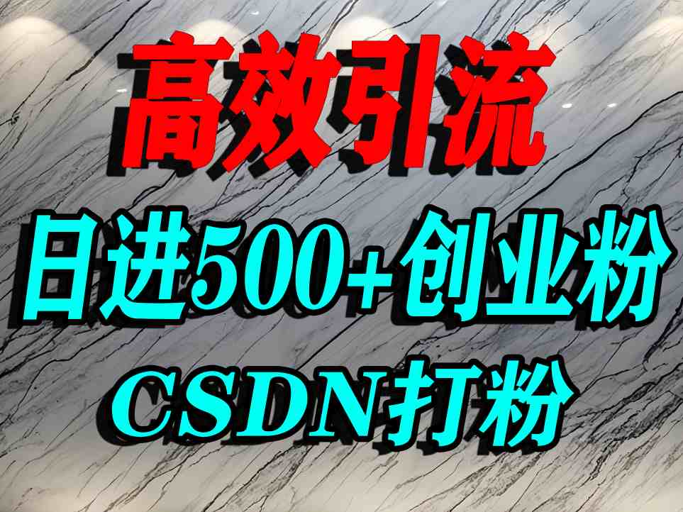 怎么打创业粉？CSDN又一个你不知道的打粉引流神秘平台，单人日引500+精准流量-3YVIP资源库
