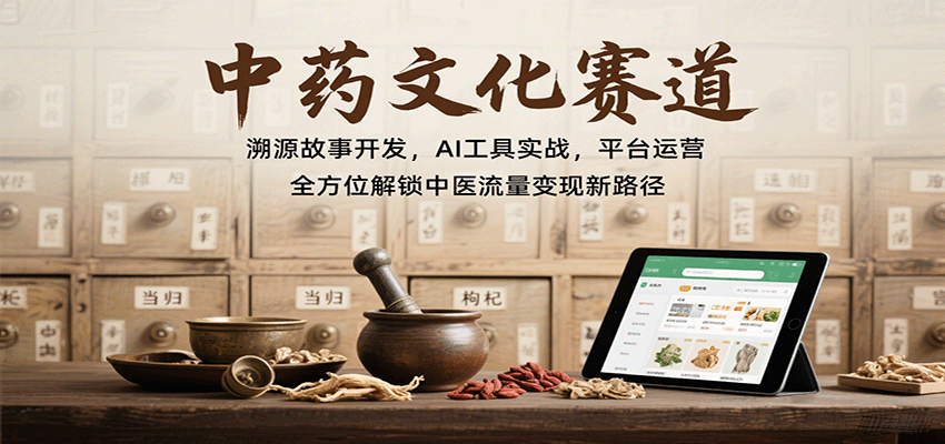 中药文化赛道：溯源故事开发，AI工具实战，平台运营，全方位解锁中医流量变现新路径-3YVIP资源库