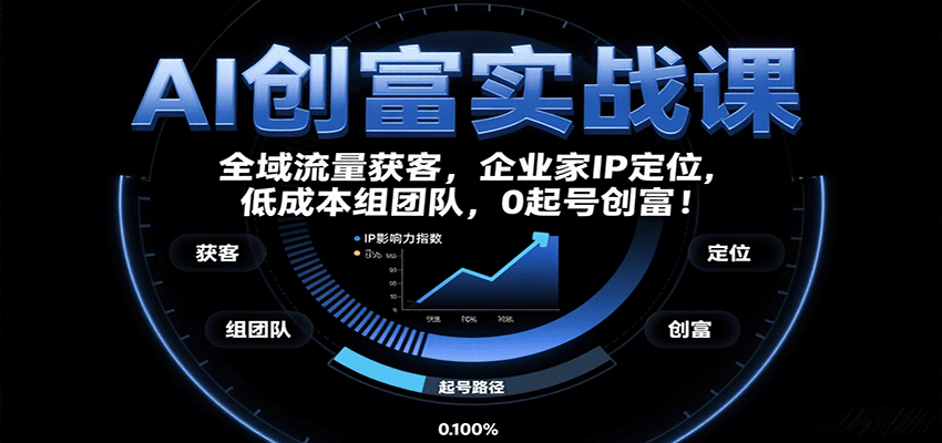 AI创富实战课：企业家IP定位，全域流量获客，低成本组团队，0起号创富！-3YVIP资源库