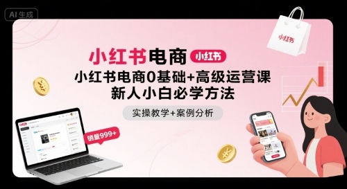 小红书电商0基础+高级运营课，新人小白必学方法，实操教学+案例分析-3YVIP资源库