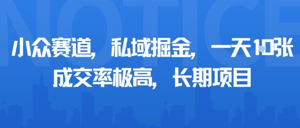 小众赛道，私域掘金，一天多张，成交率极高，长期项目-3YVIP资源库