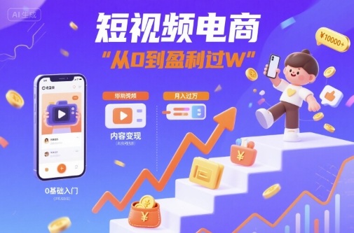 短视频电商：短视频变现从0到盈利过W-3YVIP资源库