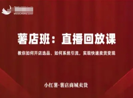 小红薯薯店商城卖货直播回放课，教你如何开店选品、如何系统引流，实现快速卖货变现-3YVIP资源库