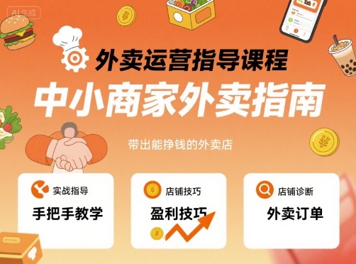 外卖运营指导课程，中小商家外卖指南，手把手带出能挣钱的外卖店-3YVIP资源库