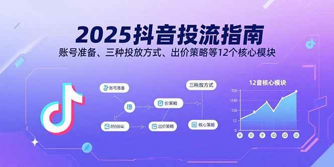 （15953期）2025抖音投流指南，账号准备、三种投放方式、出价策略等12个核心模块-3YVIP资源库