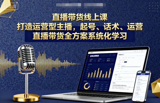 直播带货线上课，打造运营型主播，起号、话术、运营，直播带货全方案系统化学习-3YVIP资源库