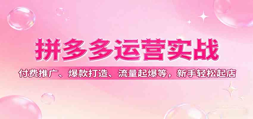 拼多多运营实战，付费推广、爆款打造、流量起爆等，新手轻松起店-3YVIP资源库