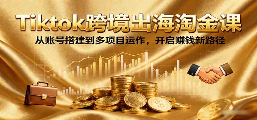 Tiktok跨境出海淘金课，从账号搭建到多项目运作，开启赚钱新路径-3YVIP资源库