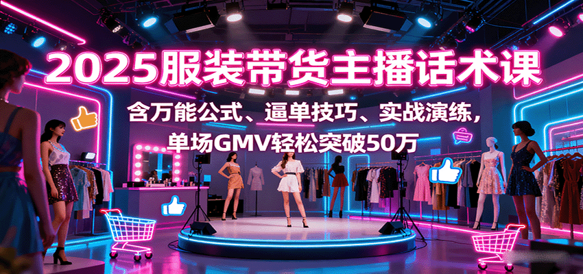 2025服装带货主播话术课，含万能公式、逼单技巧、实战演练，单场GMV轻松突破50万-3YVIP资源库