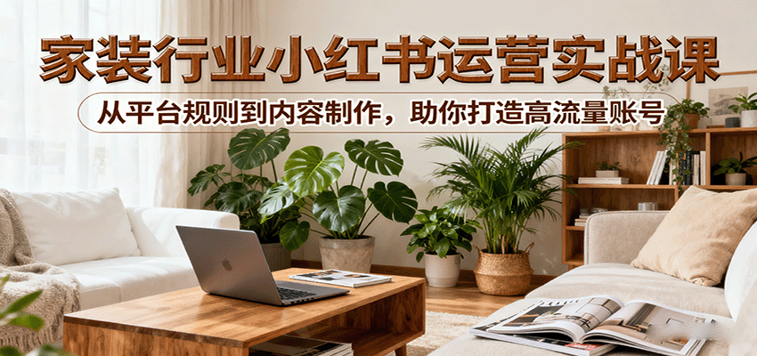 小红书家装行业运营实战课：从平台规则到内容制作，助你打造高流量账号-3YVIP资源库