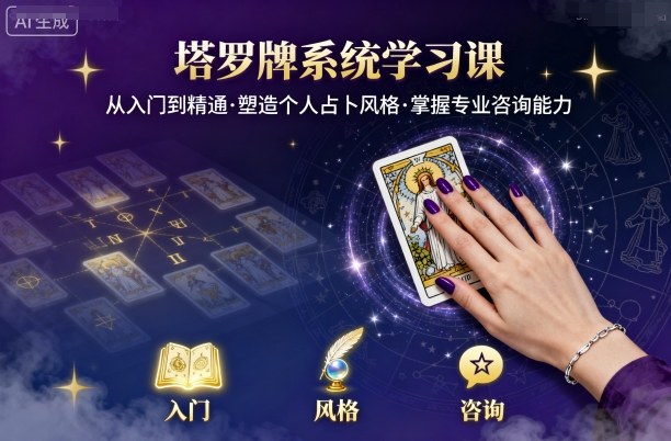 塔罗牌系统学习课，助你从入门到精通，塑造个人占卜风格，掌握专业咨询能力-3YVIP资源库