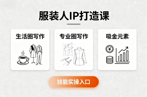 服装人IP打造课，文案创富+生活圈写作+专业圈写作+服装人专属+吸金元素+技能实操-3YVIP资源库