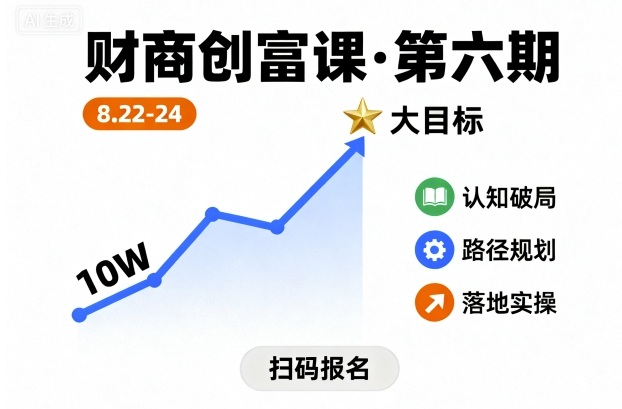 财商创富课第六期8月22-24号，如何从10W起步，一步步实现大目标-3YVIP资源库