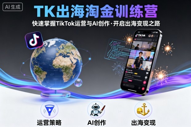 TK出海淘金训练营，助你快速掌握TikTok运营与AI创作，开启出海变现之路-3YVIP资源库