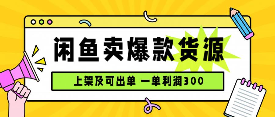 （15977期）闲鱼卖爆款货源，每天利润1000，上架即出单-3YVIP资源库
