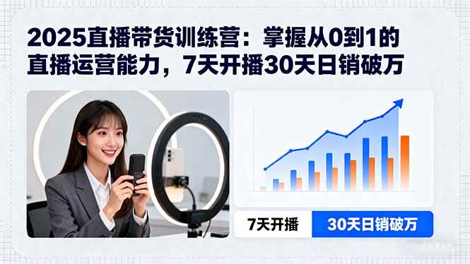 （15989期）2025直播带货训练营：掌握从0到1的直播运营能力，7天开播30天日销破万-3YVIP资源库