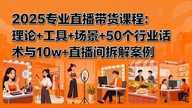 （15988期）2025专业直播带货课程：理论+工具+场景+50个行业话术与10w+直播间拆解案例-3YVIP资源库