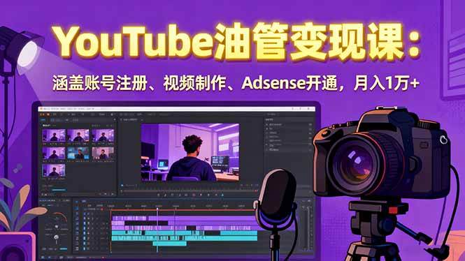 （15987期）2025YouTube油管变现课：涵盖账号注册、视频制作、Adsense开通，月入1万+-3YVIP资源库