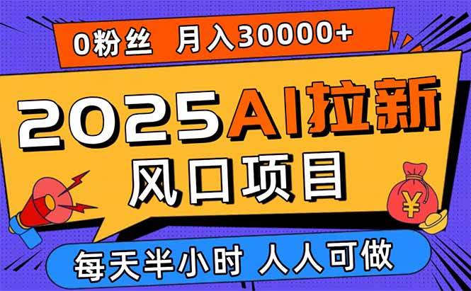 （15984期）2025AI拉新风口项目，0粉0基础月入30000+新手小白轻松学会-3YVIP资源库