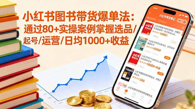 （16015期）小红书图书带货爆单法：通过80+实操案例掌握选品/起号/运营/日均1000+收益-3YVIP资源库